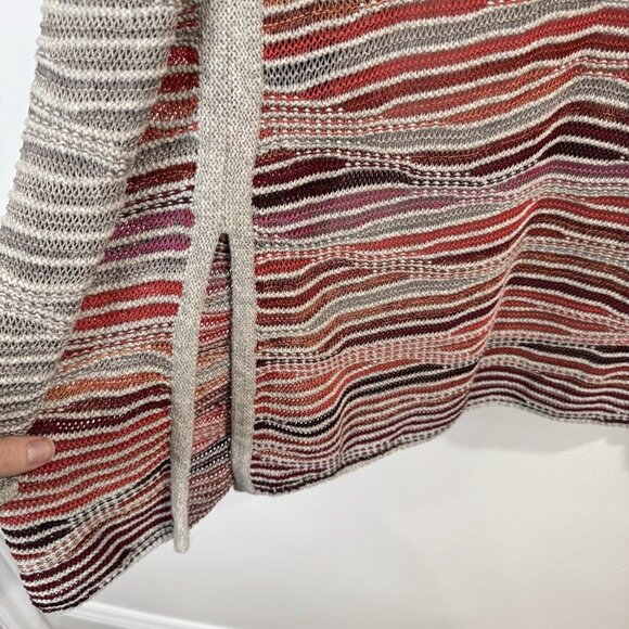 Vintage 90s Y2K Nic + Zoe Sweater Cardigan S Open Front Knit Artsy Gray Red - Picture 7 of 10